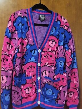Bi Bear Cardigan Pink Purple M/L